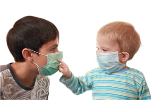 Kids wearing masks